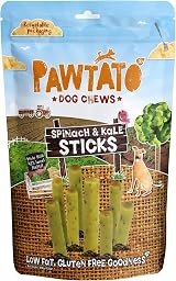 Pawtato Spinach Kale Vegan Dog Sticks 120g Hypoallergenic Low Fat