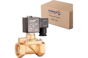 UNOX 1 inch NPT Solenoid Valve 24V DC, Brass Control Valve Normally Closed - 0.5-16 Bars Multi-Purpose Reliable Control Valve for Water and Air - Solenoid Valves