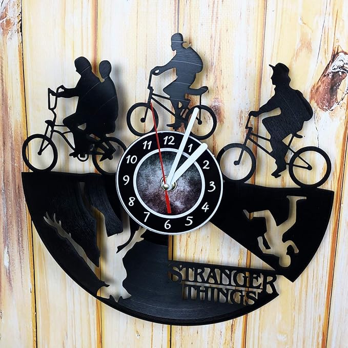 Wall Clock Compatible with Stranger Things Made of Vinyl Record
