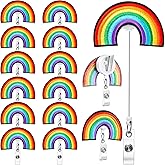 Landical 12 Pcs Rainbow Badge Reels Back to School Retractable Badge Holder with Alligator Clip Cute Colorful Name Clip Holder for Women Doctor Nurse Office Worker Teacher Student Supply Party Gift