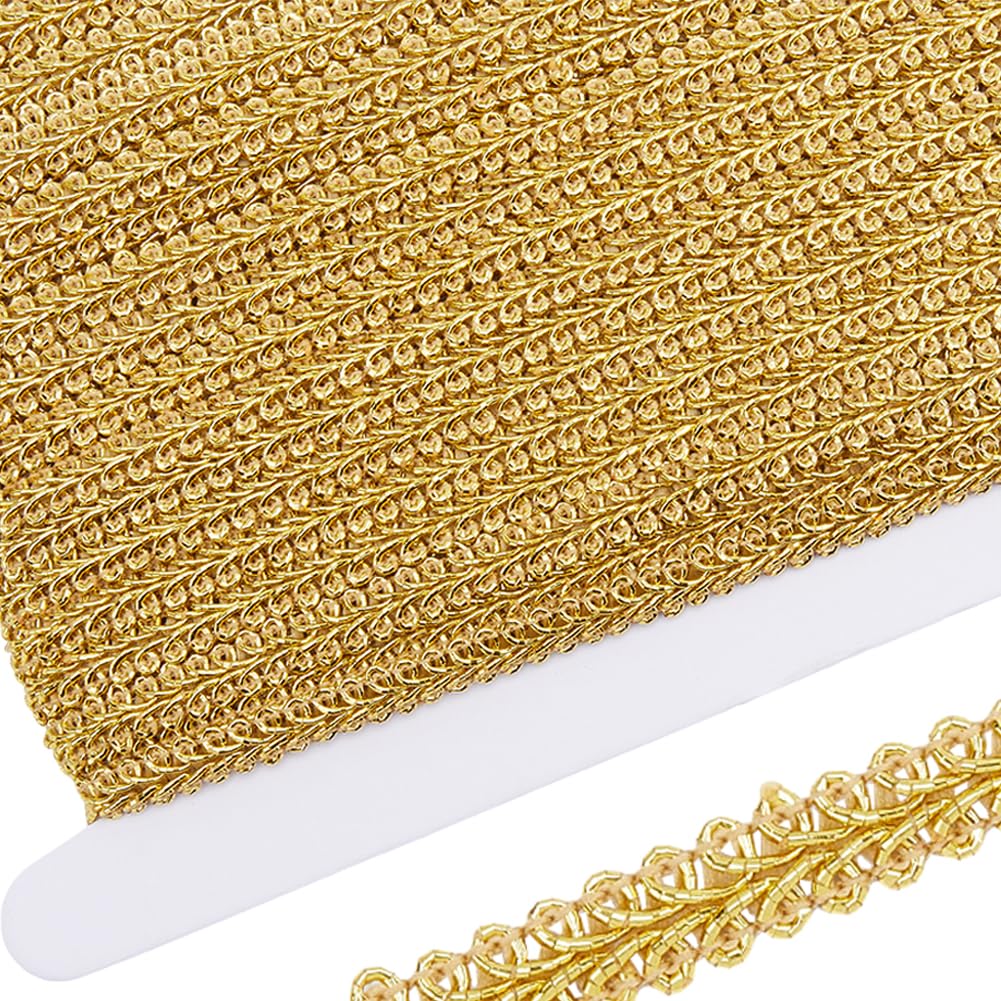 GORGECRAFT 25 Yards Metallic Lace Trim Embroidered Gold Braided Centipede Edge Ribbon Applique Gimp Woven Edging Trimmings for Sewing Christmas Home Wedding Costume Decoration DIY Crafts