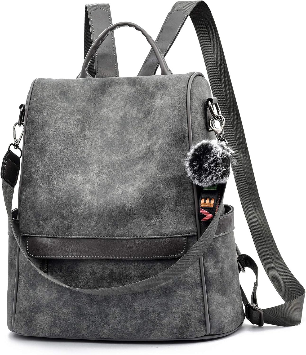 Gray leather backpack purse Clearance
