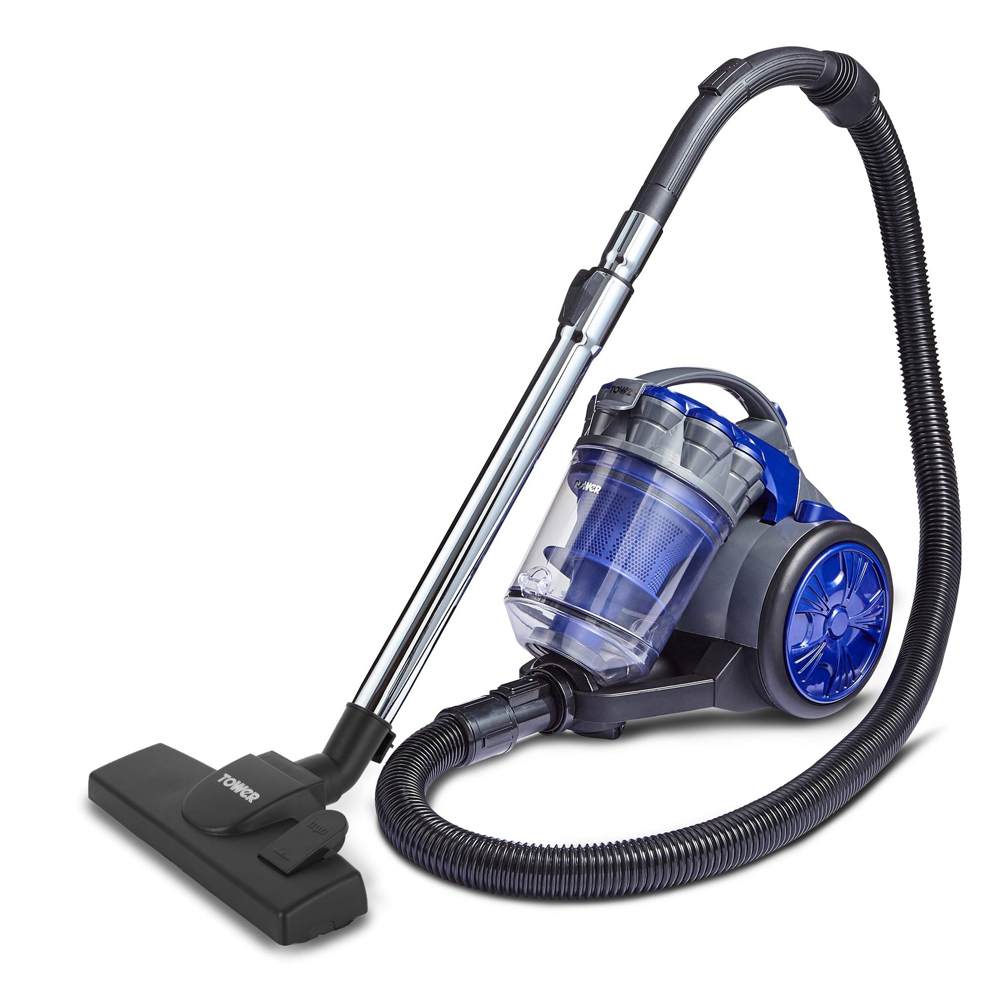 Tower T102000PETS TXP10PET Multi-Cyclonic Bagless Cylinder Vacuum Cleaner with Pet Tool, HEPA filter, 2-in-1 Crevice Nozzle, 2L Capacity, 700W, Washington Blue