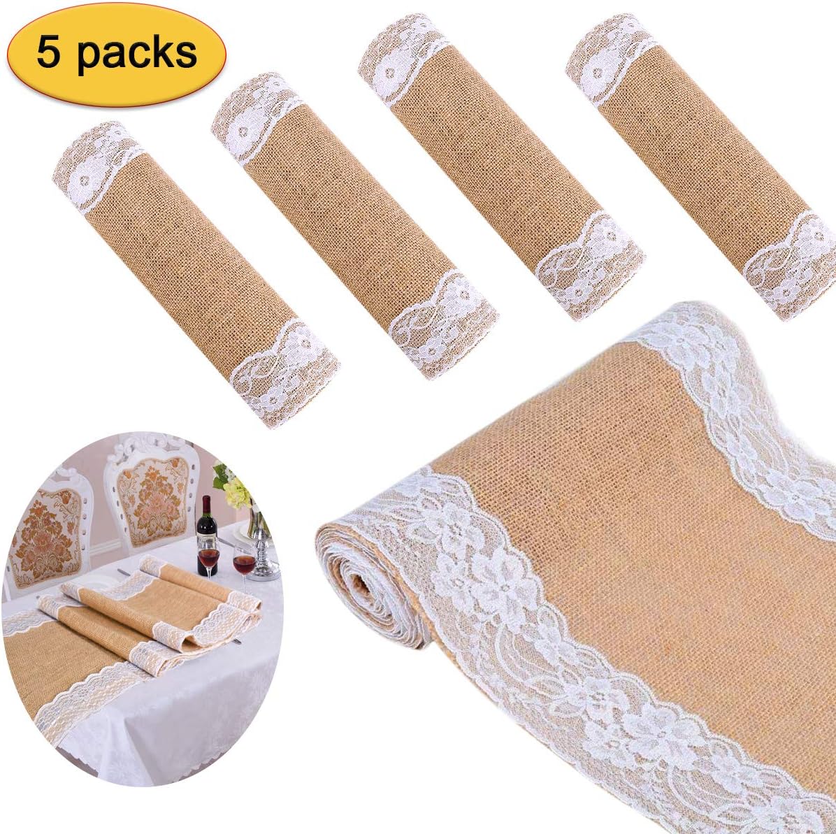 Best burlap with lace table runner
