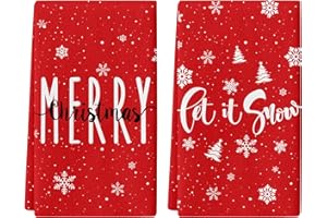 ANTPFAE Merry Christmas Hand Towels Set of 2,Let it Snow Red Snowflake Bath Hand Towels for Bathroom Decorative Winter Soft Absorbent Face Towels for Bathroom Home Hotel Gym Spa Yoga Kitchen 18"x26"