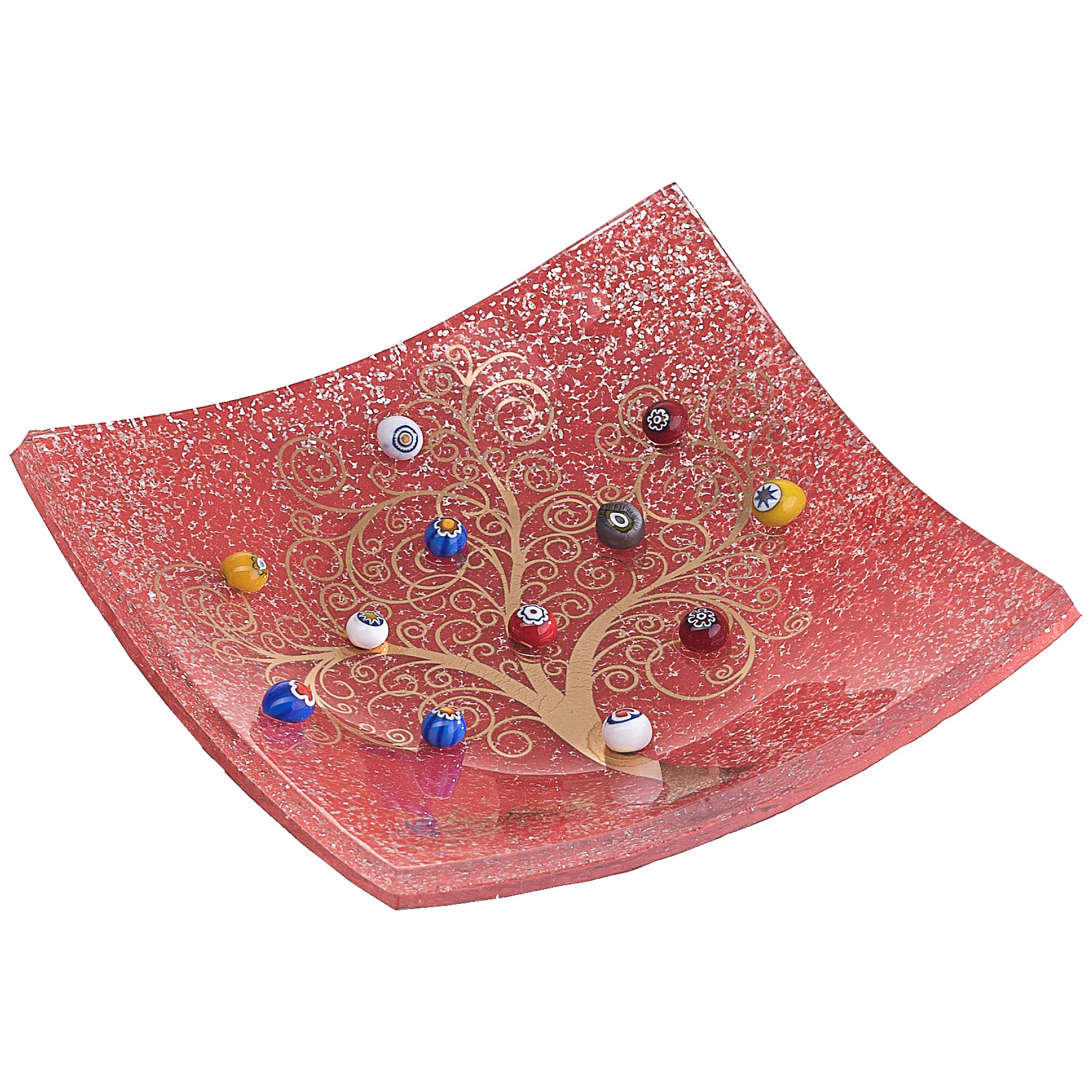 Sospiri Venezia Murano Glass Decorative Dish, Handcrafted Decorative Bowls for Home Decor, Centerpiece Tray, Key Bowl, Gift Decor Tray for Entryway Table, Living Room, Dining Room 3.5"x 3.5"