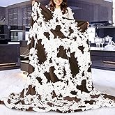 KIVEE Soft Cow Print Blanket - Western Room Decor Cow Gifts for Women Girls Soft Sofa Bed Throw Brown 50x60 Inch