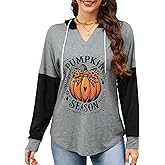 Quatrefox Womens Hoodies V Neck Sweatshirts Long Sleeve Pullover Casual Fall Teen Girls Preppy Clothes 2025 Trendy