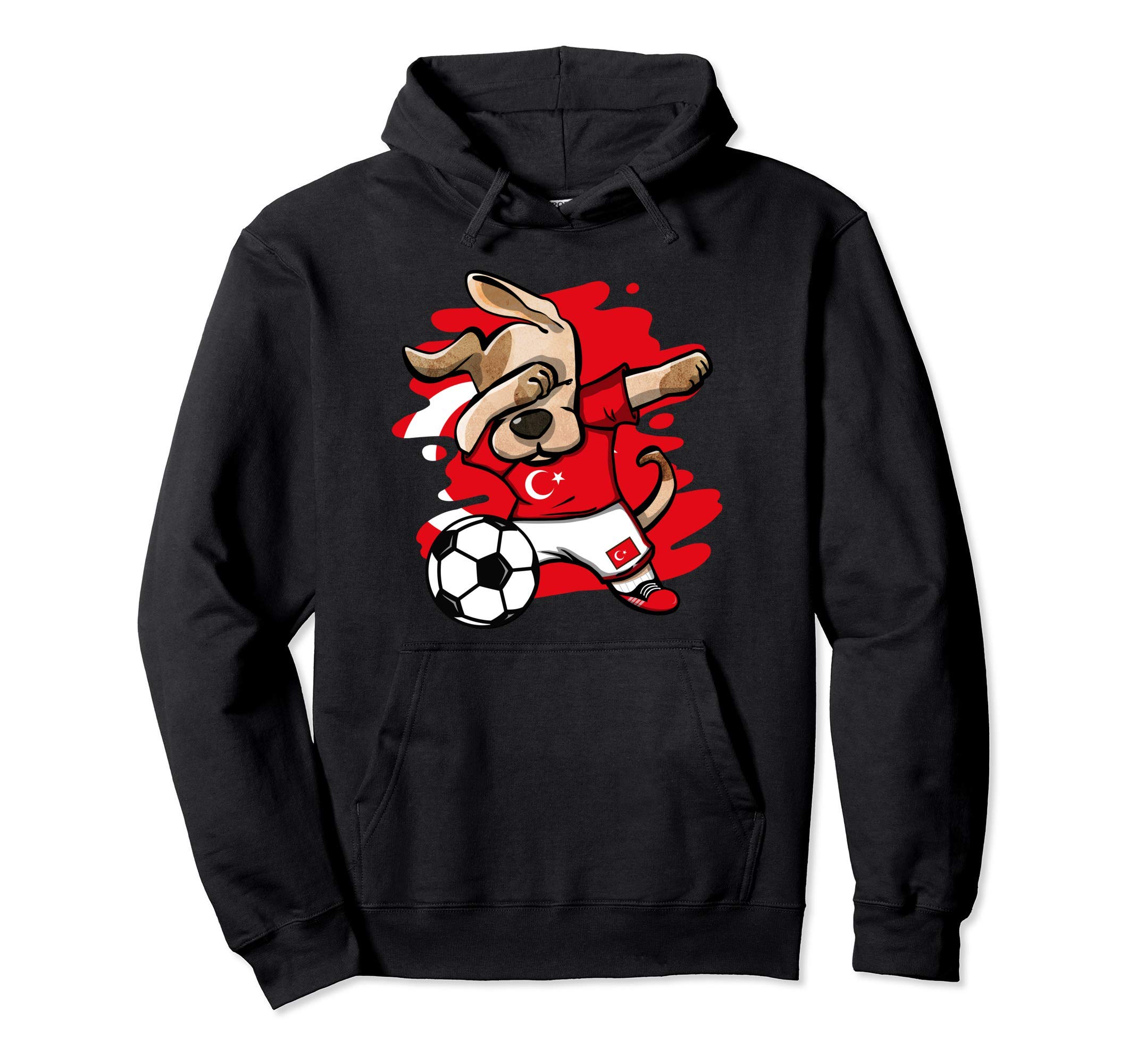 Dabbing Dog Turkey Soccer Fans Jersey Turkish Flag Football Pullover Hoodie