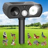 Solar Ultrasonic Animal Repellent, Deer Repellent Devices Waterproof, Cat Repellent Outdoor with Motion Detection Squirrel Skunk Rabbit Dog Raccoon Deterrents Animal Repeller for Yard, 1 Pack, Black