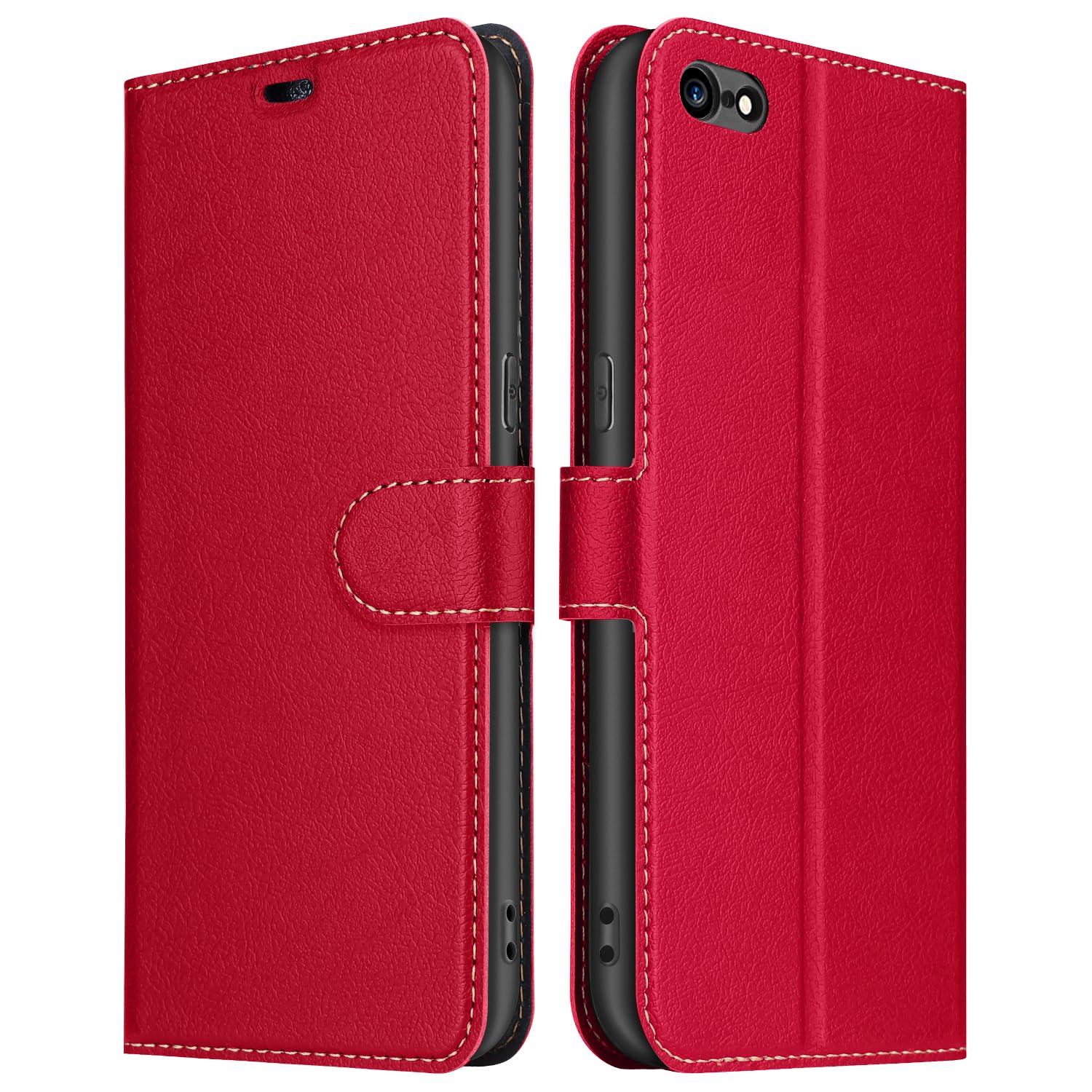 ELESNOW Phone Case for iPhone 6 / 6S, Flip Wallet PU Leather Card Holder with RFID Blocking Magnetic Closure Stand Cover for Apple iPhone 6 / 6S (Red)