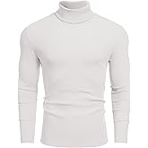 COOFANDY Men's Ribbed Turtleneck Sweater Casual Basic Long Sleeve Knitted Pullover Sweater
