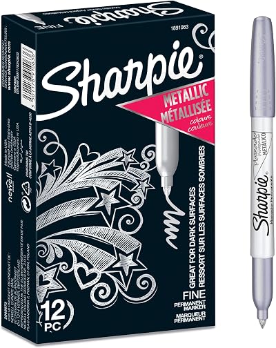 Sharpie Metallic Permanent Markers Fine Point Silver 12 Count