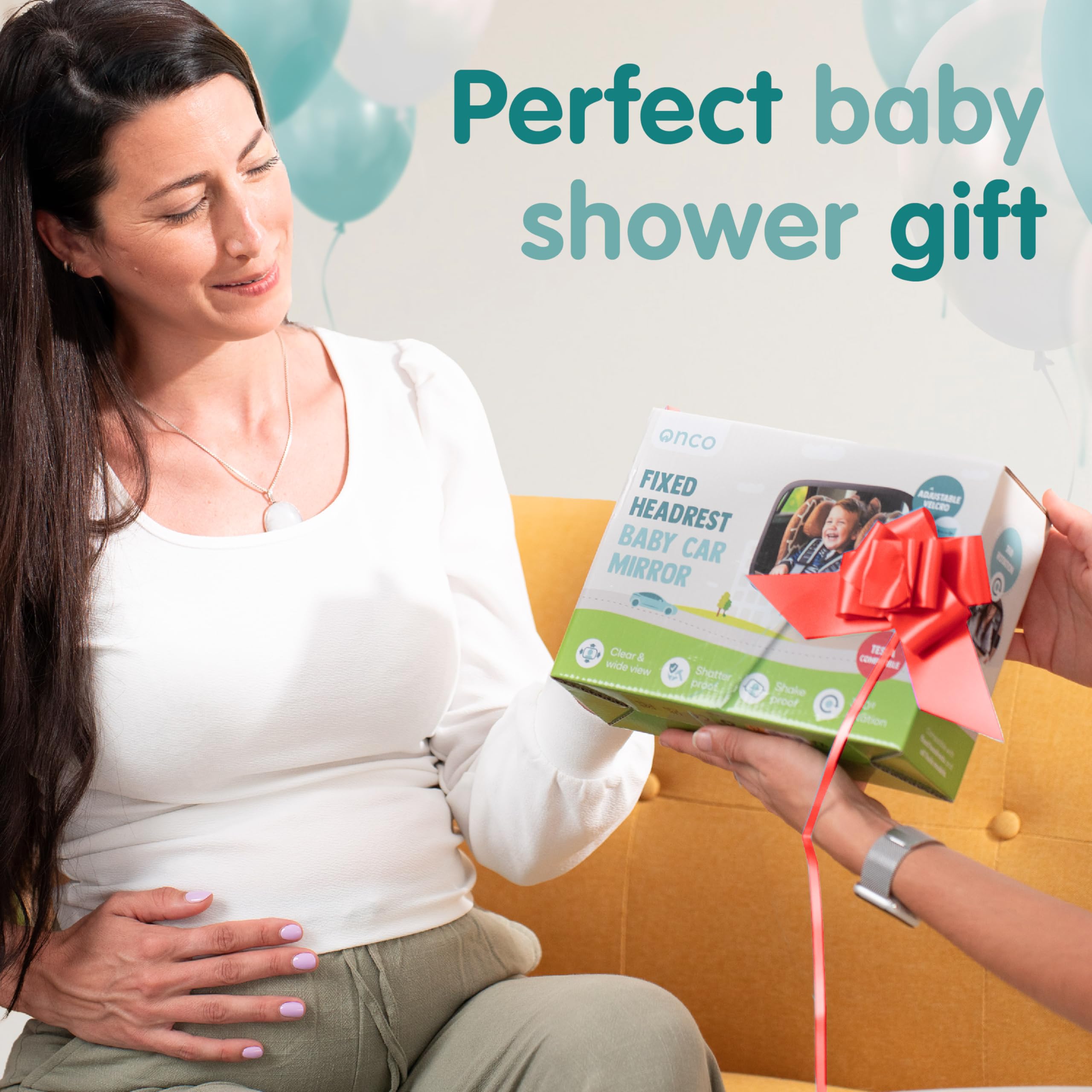 Onco Fixed Headrest Baby Car Mirror - Tesla-Compatible Car Mirror for Baby, 100% Shatterproof & Shake-Proof, Non-Slip with 360° Rotation, Newborn Must Haves