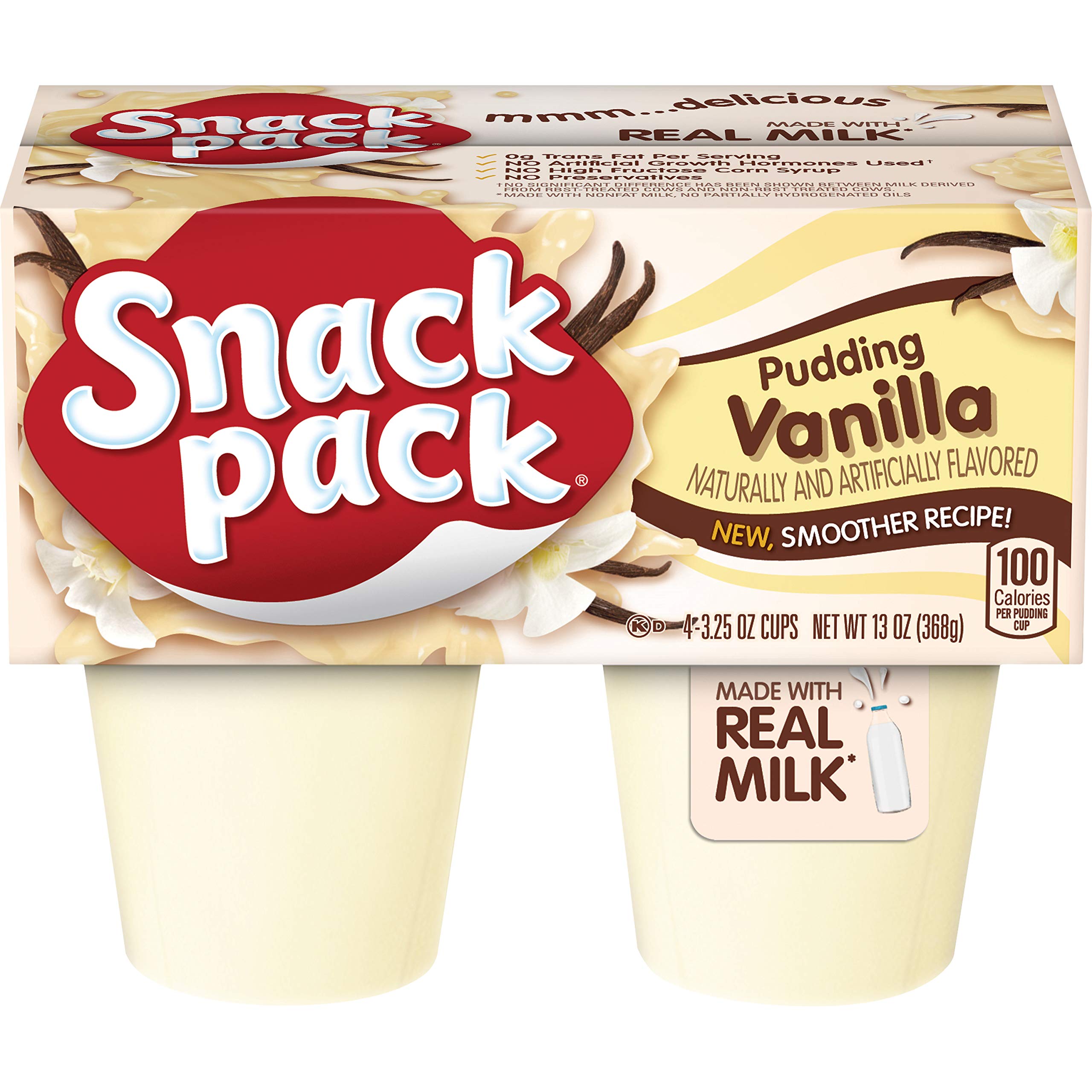 Snack Pack Chocolate Pudding Cups, 4 Count, 12 Pack Packaged Snack Puddings