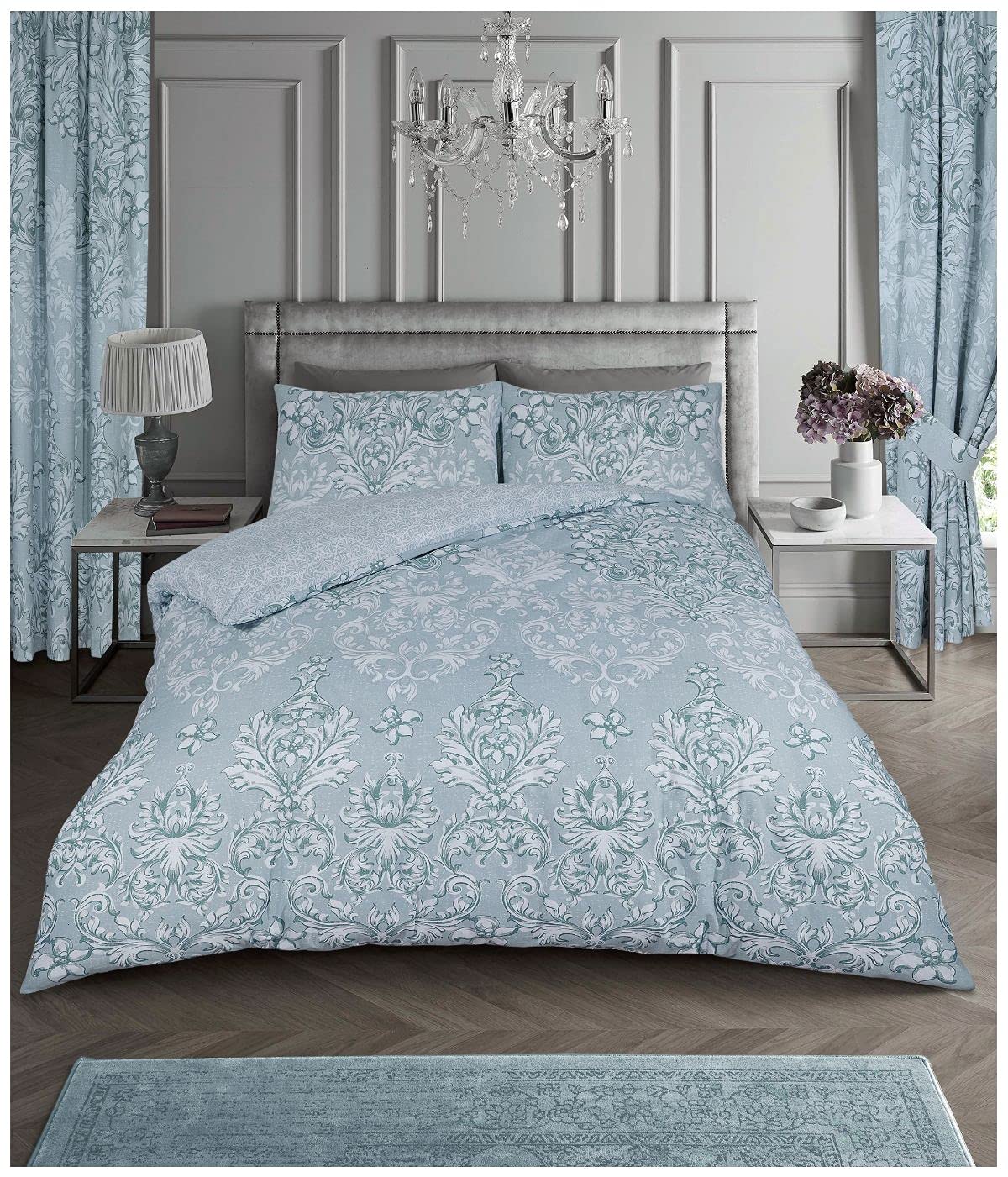 GC GAVENO CAVAILIA Printed Duvet Cover Sets, Reversible Bedding Bed Set, Polycotton Quilt Covers, Antoinette-Duck Egg, Single