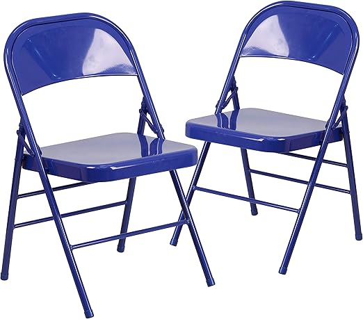 Amazon Com Flash Furniture 2 Pk Hercules Colorburst Series Cobalt Blue Triple Braced Double Hinged Metal Folding Chair Furniture Decor