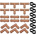 JOYPRO Drip Irrigation Fittings Kit for 1/2 inch Tube (0.600'ID), 24 Piece Set - 6 Tees, 6 Couplings, 6 Elbows, 6 End Caps, Drip Line Connectors
