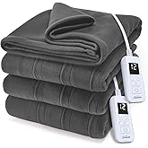 Sunbeam Royal Ultra Fleece Heated Electric Blanket Queen Size, 90" x 84", 12 Heat Settings, 12-Hour Selectable Auto Shut-Off, Fast Heating, Machine Washable, Warm and Cozy, Iron