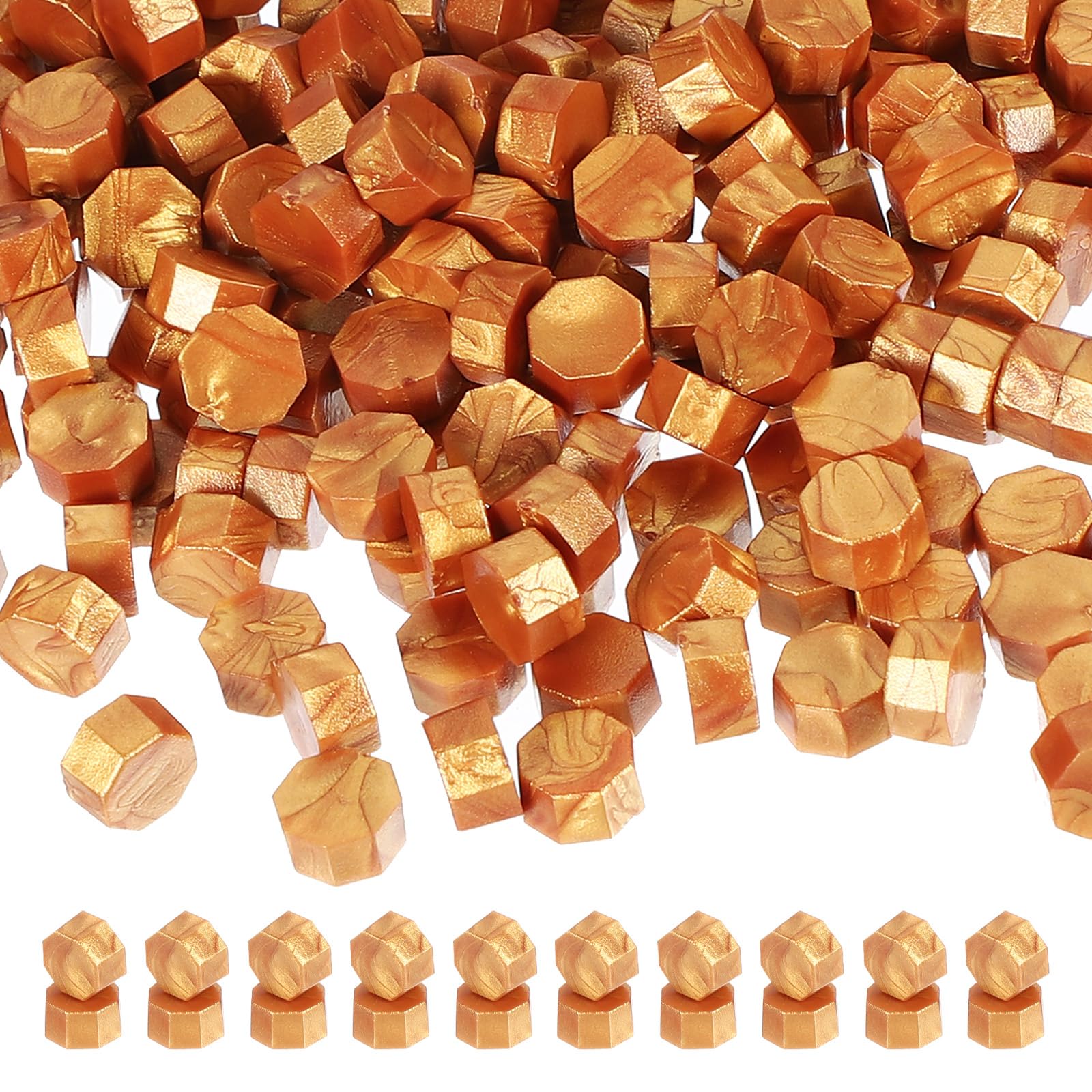 PATIKIL Wax Seal Beads, 720 Pack Sealing Wax Beads Octagon Wax Seal Stamp Beads for Stamp Seals for Letter Wedding Invitation Envelope Craft, Dark Golden