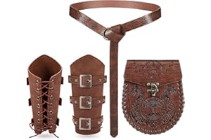 longjunjunfashion Medieval Viking Leather Belt Pouch Faux Leather Arm Guards Viking Bracers Medieval Bag Knight Belt