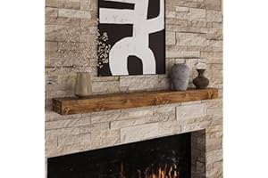 Fun Memories Floating Fireplace Mantel - Handcrafted Wood Mantles for Over Fireplace - Wall Mounted Farmhouse Fireplace Mantel Shelf - 60" x 8" x 3"- Brown