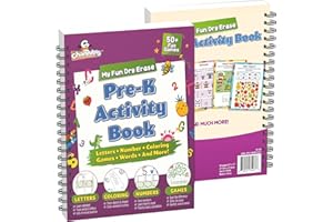 Channie's Pre-K Dry Erase Activity Book, Preschool Workbook with Fun Educational Learning Activities for Kids, Ages 3-5, 50+ Games, Colors, Letter-Tracing, Counting, Mazes, and More!