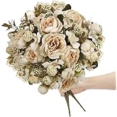 Tobilu White Peonies Artificial Flowers - 2 Bundles | Faux Peonies Bundles, Silk Flower Arrangements Bridal Bouquet Wedding Table Centerpieces Home Party Decor