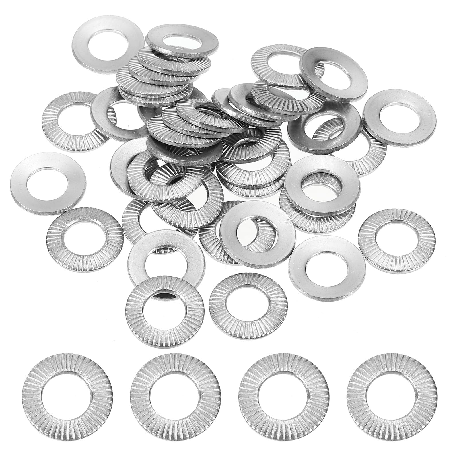 PATIKIL 304 Stainless Steel Flat Washers, 100 Pack M8x16mm Belleville Spring Disc Washer Conical Knurled Metric Gasket for Automotive Industrial Construction