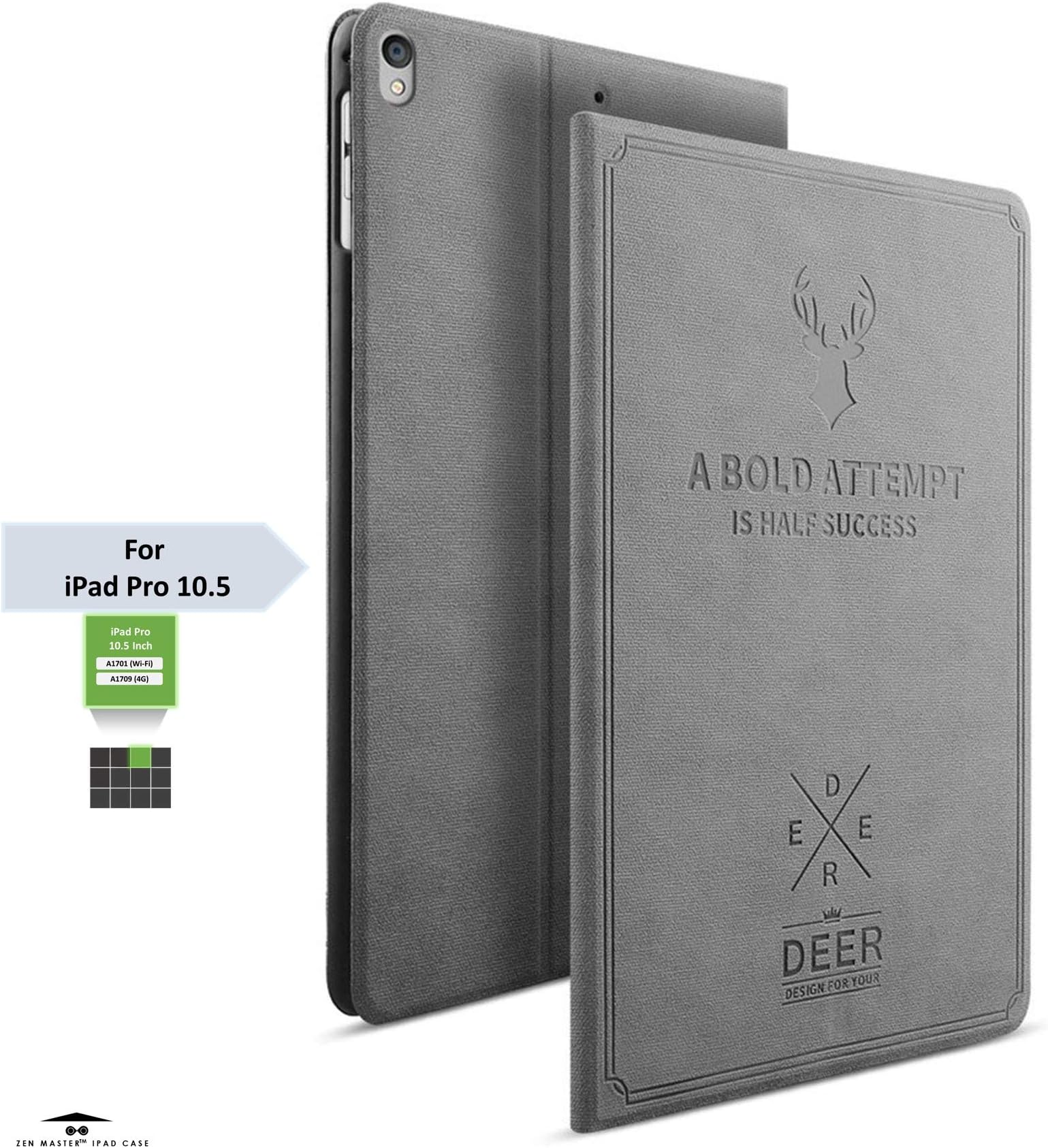 Zen Master Premium Magnetic Stand Zen Master Deer Themed Flip Cover Case for Apple iPad Pro,10.5-inches (Grey)