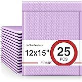 Fuxury Bubble Mailers 12x15" Lavender Purple Padded Envelopes 25 Pack Large Bubble Mailer Strong Adhesion Padded Mailer,Self-Seal Envelope for Mailing Small Business,Magazine, Clothing.