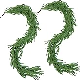 2 Pack Artificial Norfolk Pine Garland – 6FT Christmas Garland with Real Touch Greenery, Lifelike Greenery Garland for Christmas Decorations Indoor, Fireplace, Mantel, Table, Stairs