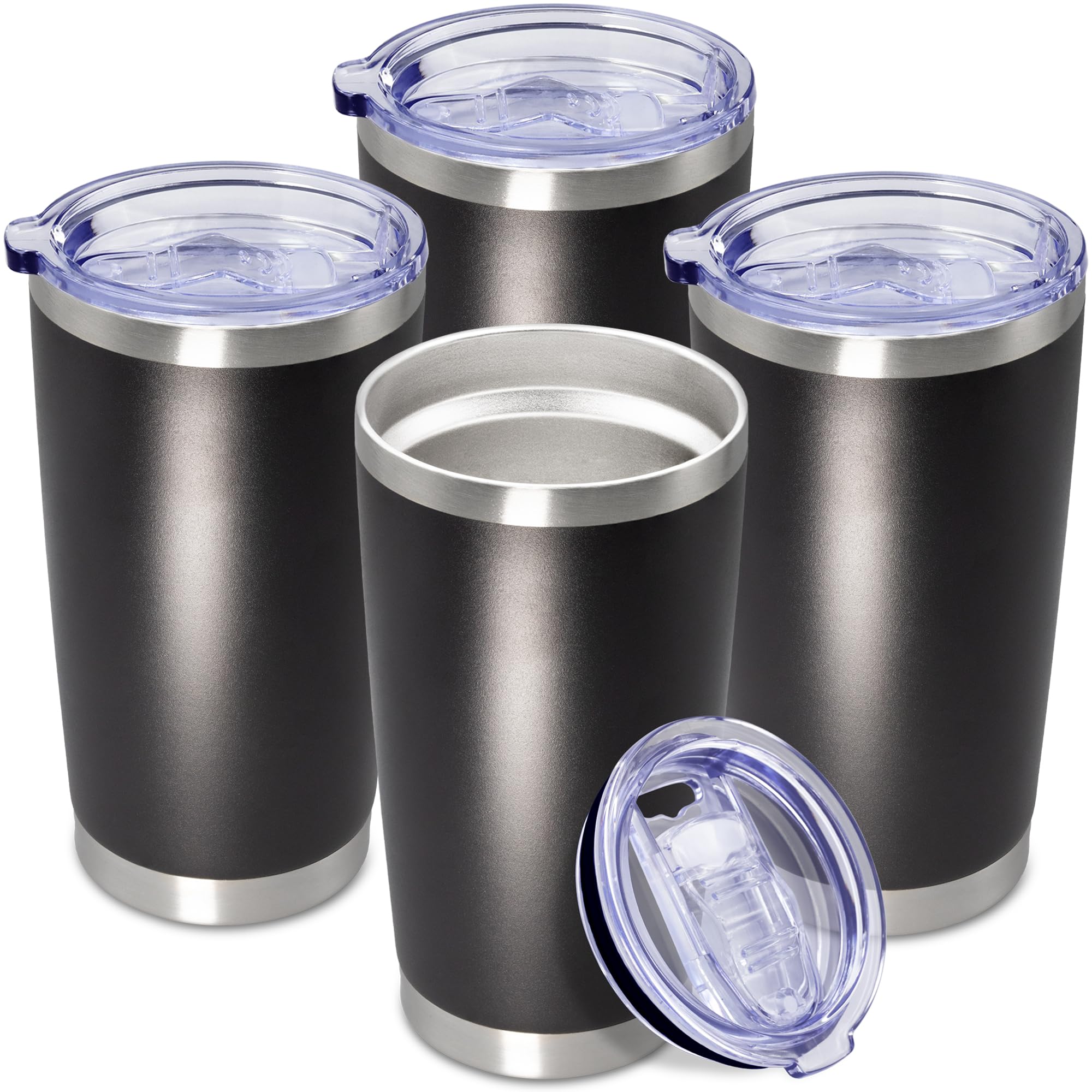 Photo 1 of *****ONLY TWO***
AEPDTD 20 oz Tumbler Coffee Tavel Tumblers Bulk with Lid Stainless Steel Double Wall Vacuum Insulated Mug Powder Coated Cups fit Car Cupholder for Hot and Cold - Black, 4Pack