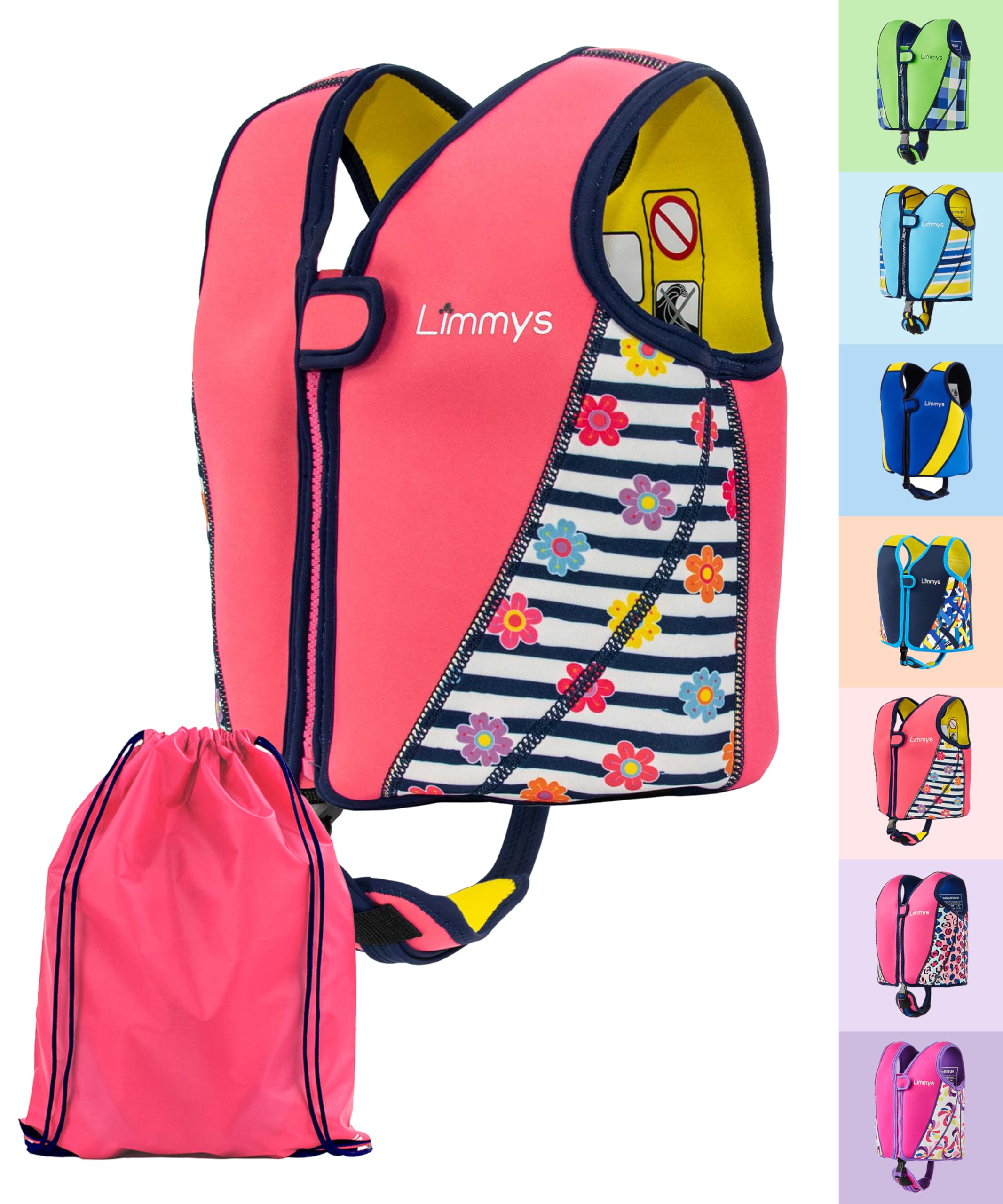Limmys Swim Vest for Toddlers & Kids – Adjustable Buoyancy Swimming Aid, CE Safety Certified, Award-Winning Parent-Approved Design, Soft Neoprene Comfort, Secure Durable Design, Carry Bag Included