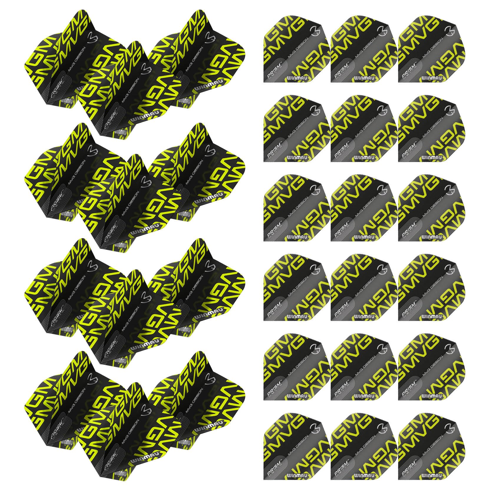 WINMAU Prism Delta Michael Van Gerwen MvG Black Extra Thick Dart Flights - 10 sets per pack (30 dart flights in total)