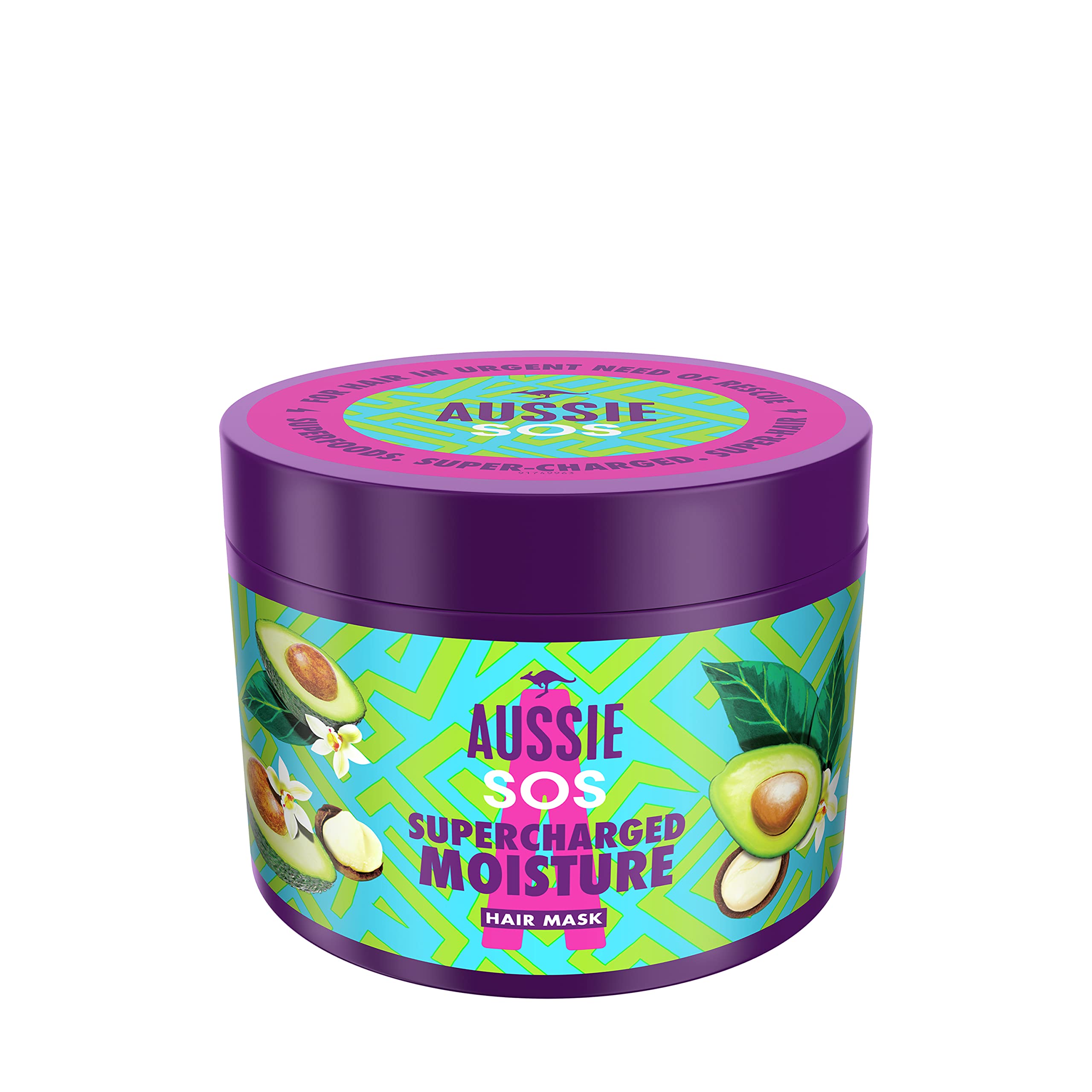 Aussie SOS Hair Mask, Supercharged Moisture, with Australian Jojoba Seed Oil, Vegan, for Hair in Urgent Need of Rescue, with Australian Superfoods, 450 ml