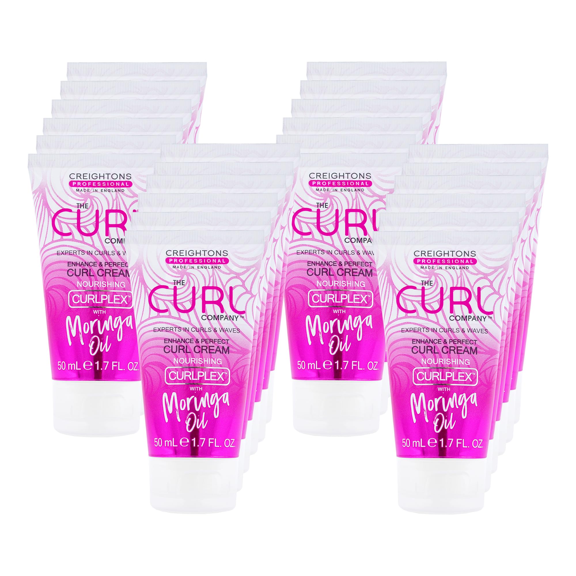 The Curl Company 24 x 50ml Multipack of Enhance & Perfect Curl Cream, Professionally Formulated with Nourishing Curplex with Moringa Oil, Eliminates Frizz, Ads Shine, Travel Size, Vegan & Cruelty Free