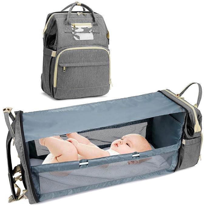 5 in 1 Baby Diaper Bag, Changing Pad for Diaper Bag, Portable Foldable Bed with