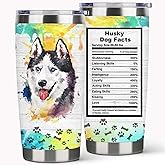 Siberian Husky Travel Tumbler-Vacuum Insulated Tumbler with Straw and Lid -20oz Stainless Steel Travel Mug for Dog Lovers (Siberian Husky)