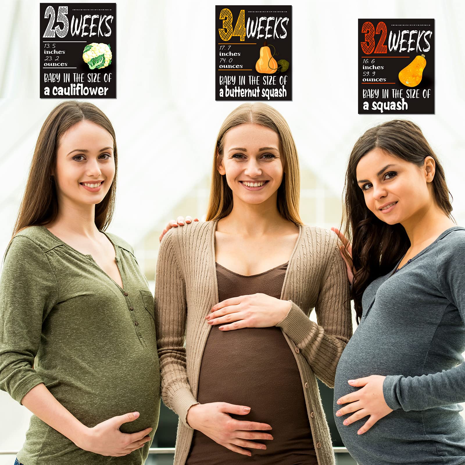 Geyee Pregnancy Sign 5 to 40 Weeks Weekly Milestone Belly Bump Tracker Pregnancy Milestone Cards Countdown Chalkboard Calendar Card Weekly Baby Size Photo Prop Gift for Pregnant Women Mom