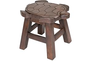 SEA ISLAND IMPORTS, INC. Sea Island Imports Turtle Stain Design Hand Carved Acacia Hardwood Decorative Short Stool
