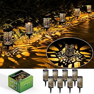 Solar Gartenleuchte, 8 Stück LED Solarlampen für Außen Garten, IP65 Wasserdicht Dekorative Warmweiß LED Solarleuchten Garten für Terrasse Rasen Garten Hofwege