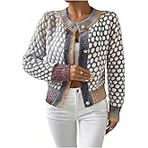 GORGLITTER Women's Button Up Colorful Cropped Cardigan Fall Clothes Cute Trendy 2025 Knit Tweed Sweater Jacket