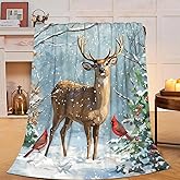 Deer Blanket, Soft Plush Fleece Cabin Animal Throw Blanket - Cozy Warm Stuff Blankets Bedding Deer Gifts for Women Girls Kids Adults 40"X50"