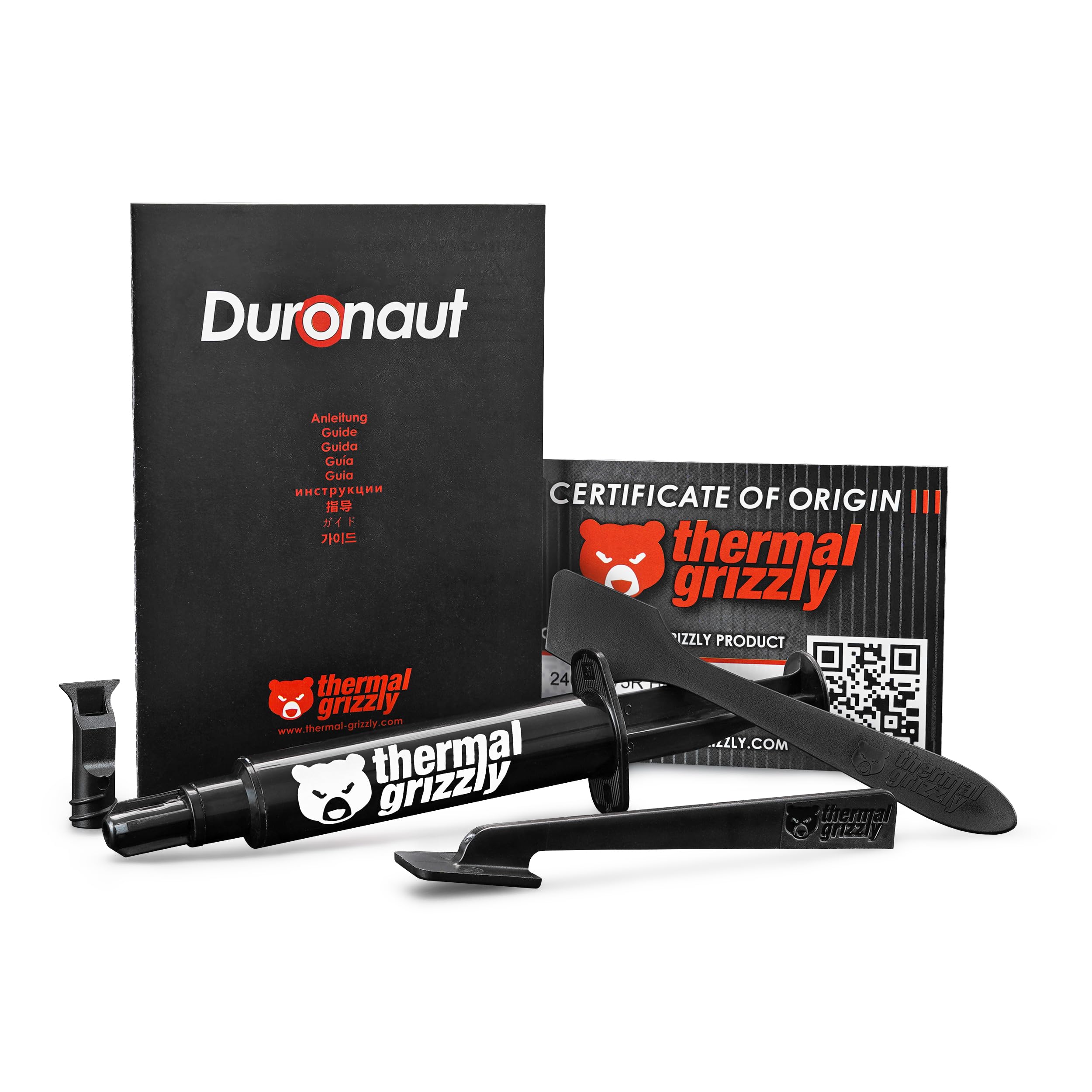 Thermal Grizzly - Duronaut - 6 Gram - Enhanced Durability & High Performance Thermal Paste - for Maximum Conductivity While Overclocking CPU/GPU/PS4/PS5/Xbox with 12 Cleaning Wipes 6 Wet & 6 Dry