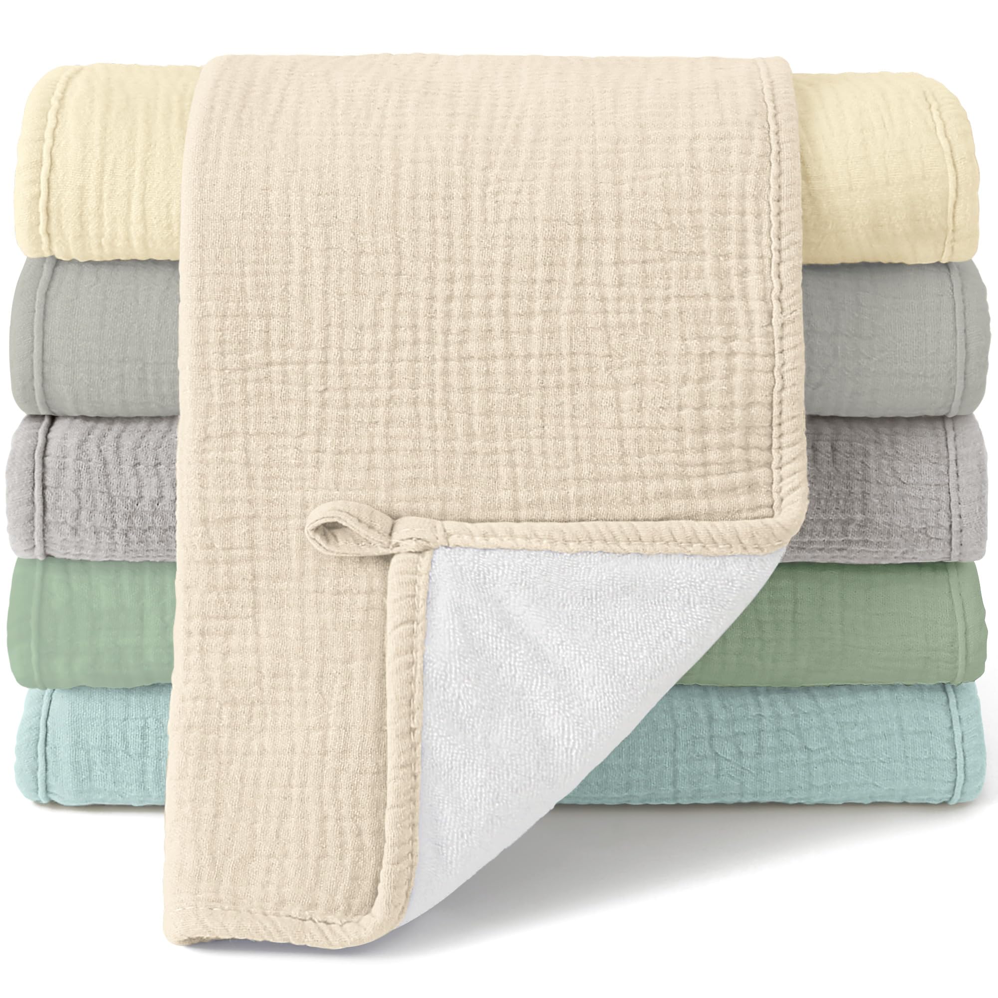 Photo 1 of Bearmoss Muslin Burp Cloths, 100% Cotton Baby Burping Clothes, Large Extra Soft Absorbent for Unisex Newborn Boy and Girl, 20x10in, 6 Pack