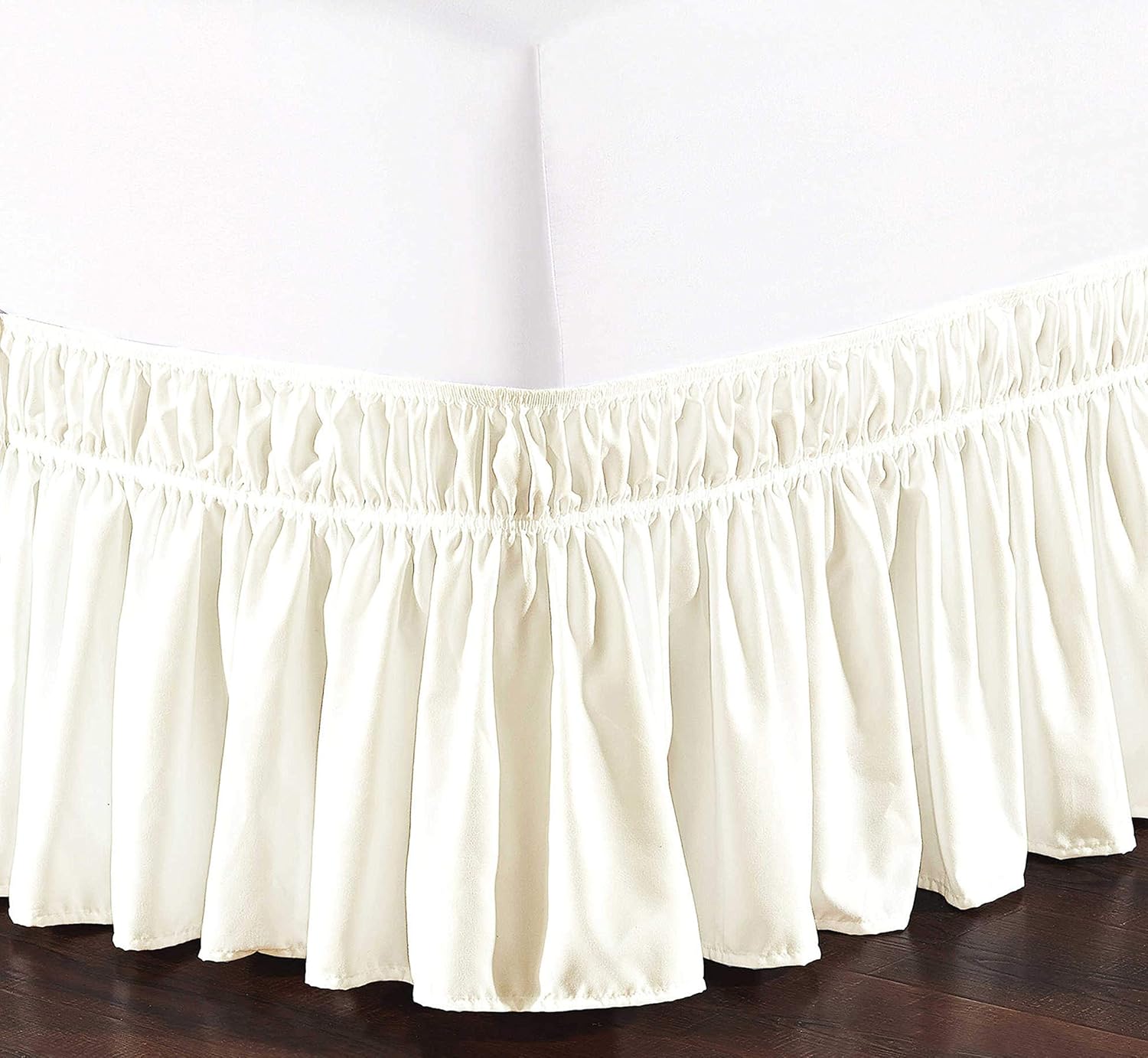 Three Fabric Sides Wrap Around Elastic Style Solid Bed Skirt, Easy On