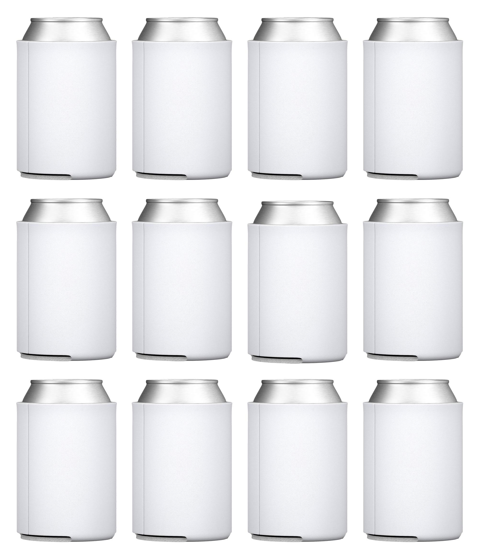TahoeBay Blank Beer Can Coolers, Plain Bulk Collapsible Soda Cover Coolies, DIY Personalized Sublimation Sleeves for Weddings, Bachelorette Parties, Funny HTV Party Favors (White, 100)