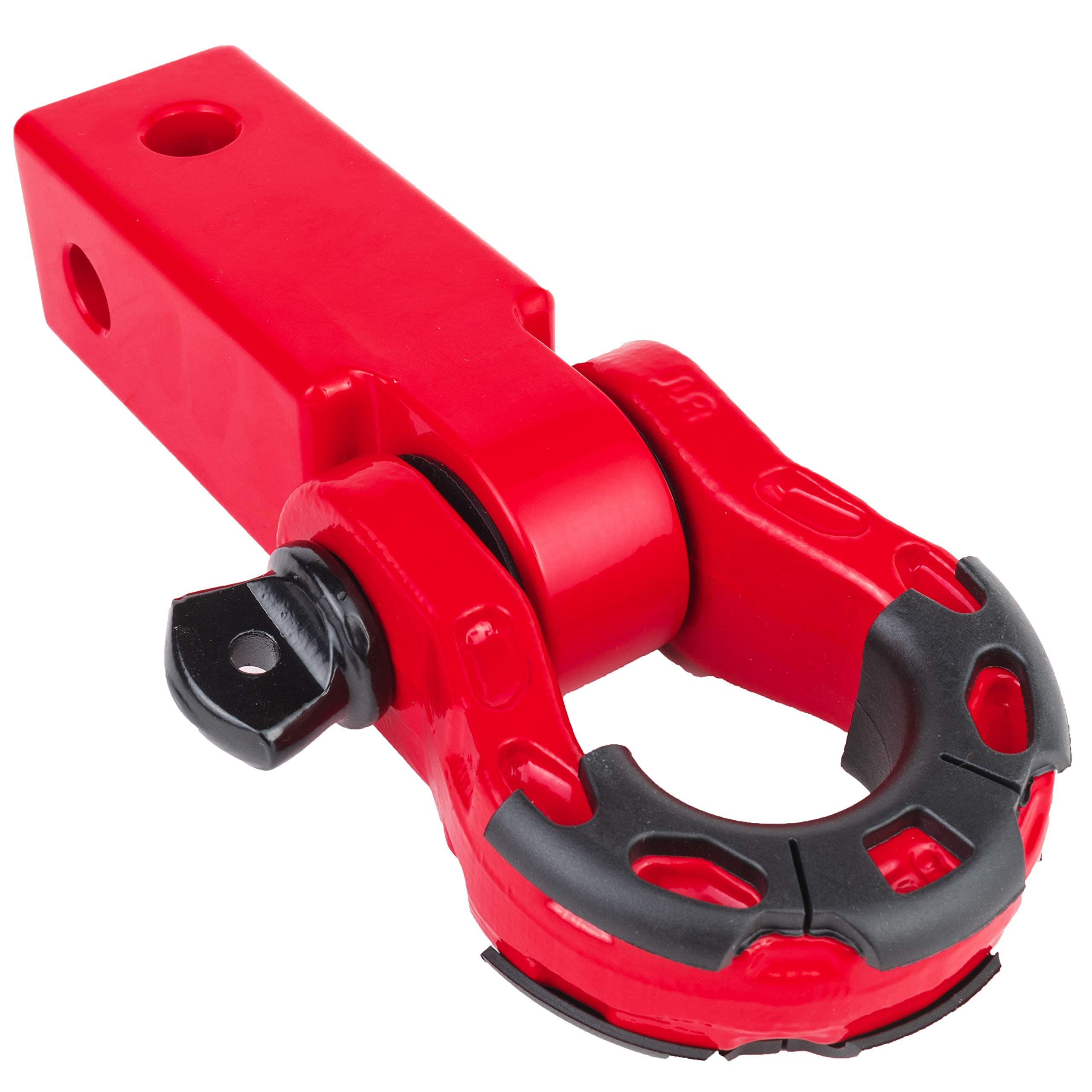 GearAmerica Aluminum Hitch Receiver 2" (Red) | 32,000 LBS (16T) MBC 16,000 LBS (8T) WLL | Heavy Duty Towing and Recovery for Jeeps, Trucks & SUVs | Includes Steel Mega Shackle, Washers and ⅝ Pin