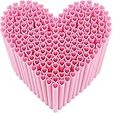50PCS Valentine’s Day Heart Shaped Pink Straws,Individually Wrapped Cute Plastic Drinking Straws for Valentine & Galentines Day Party Favors, Bridal Shower, Baby Shower Wedding & Birthday Supplies